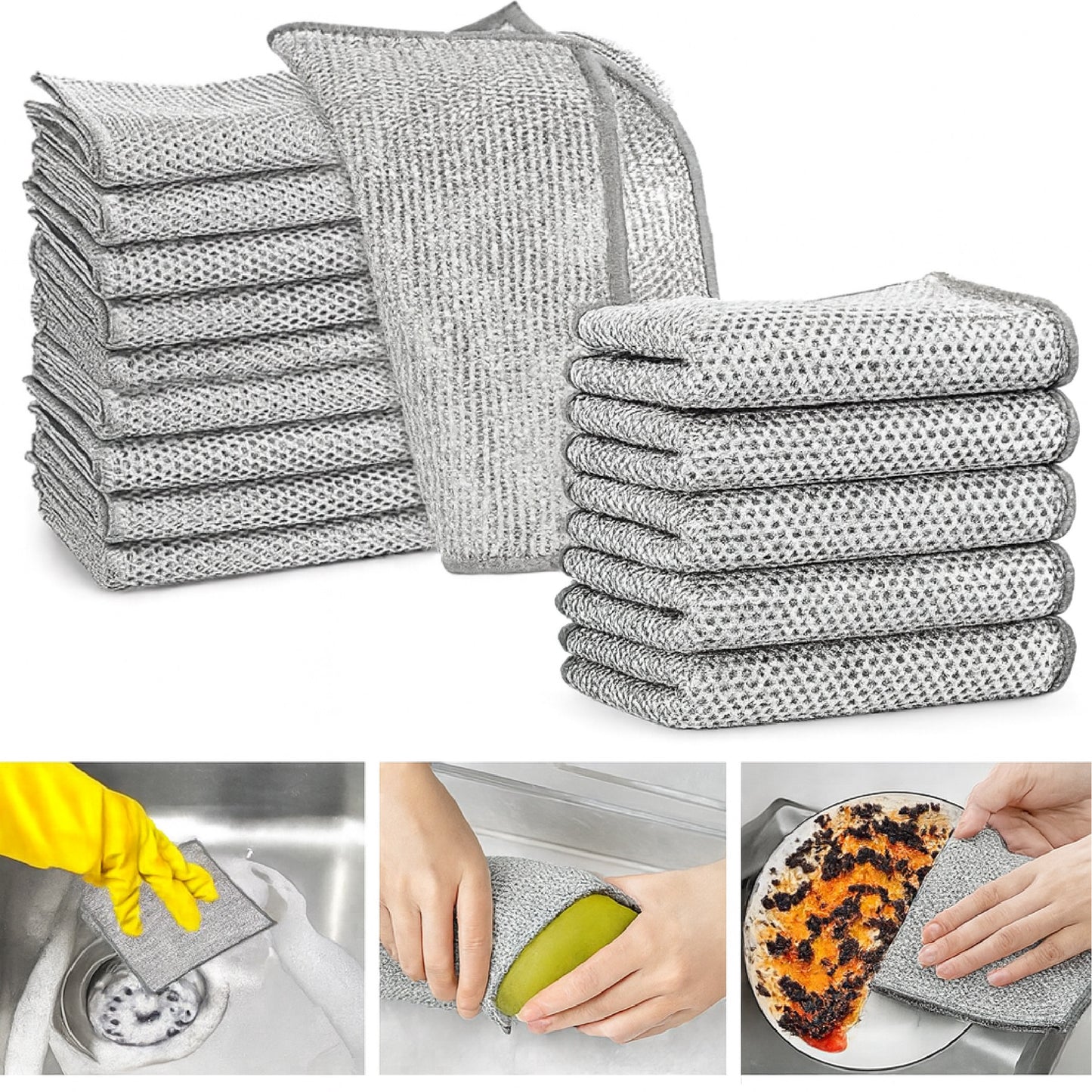 Pack of 10 Kitchen Steel Mesh Wire DisWasher Cleaning Cloth Piece