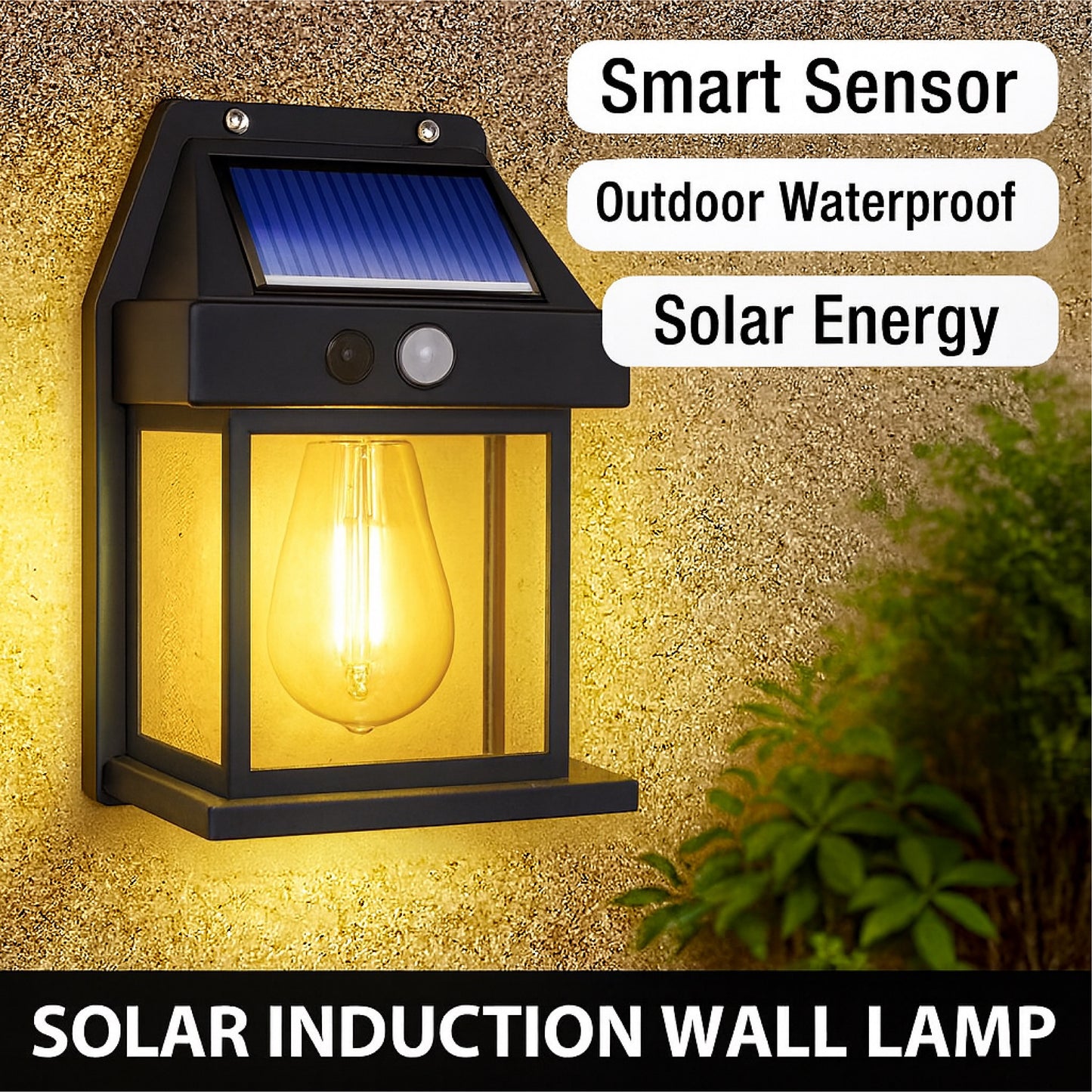 Solar Charge Motion Sensor Solar Waterproof Wall Lamp