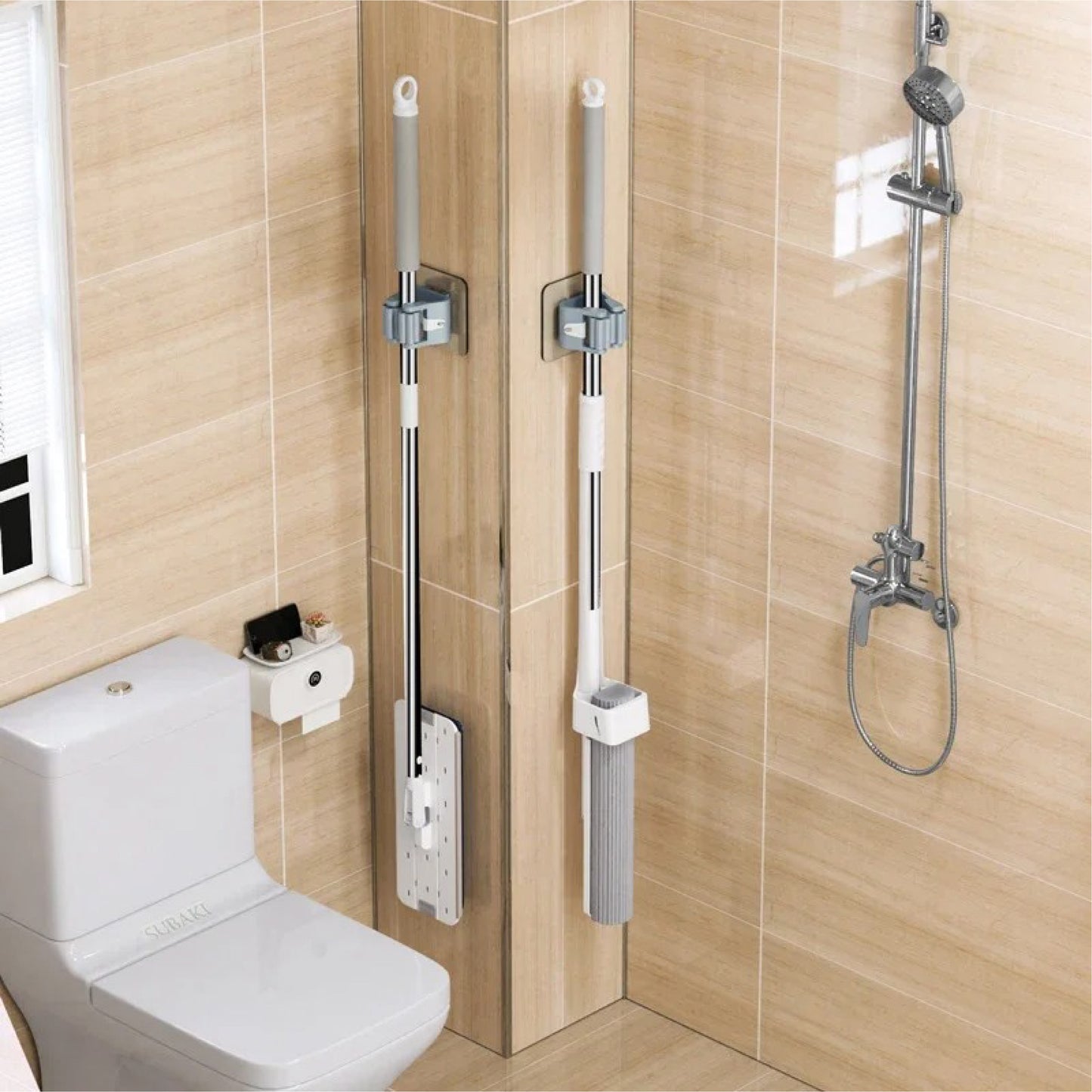 Easy-Install Wall-Mounted Mop & Broom Holder